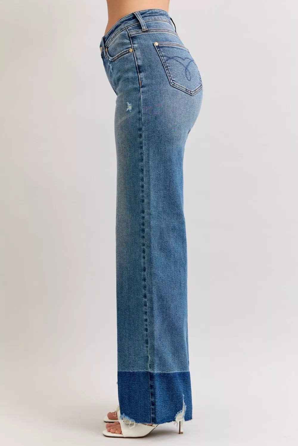 Judy Blue Raw Hem High Waist Straight Leg Jeans