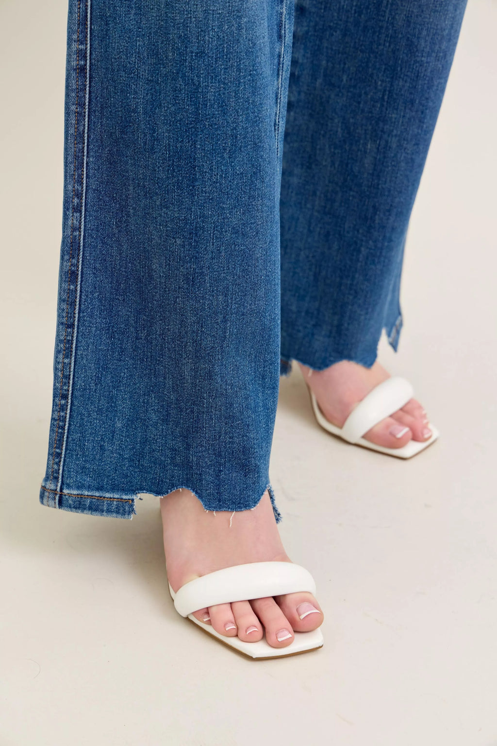 Judy Blue  High Waist Tummy Control Chew Hem Destroy Wide Jeans