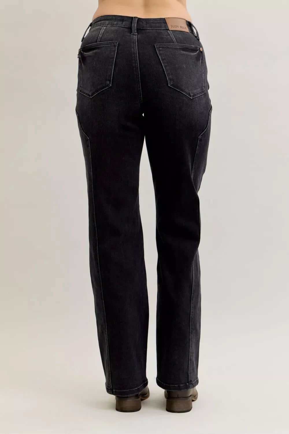 Judy Blue Mid Rise Western Seam Detail Straight Leg Jeans