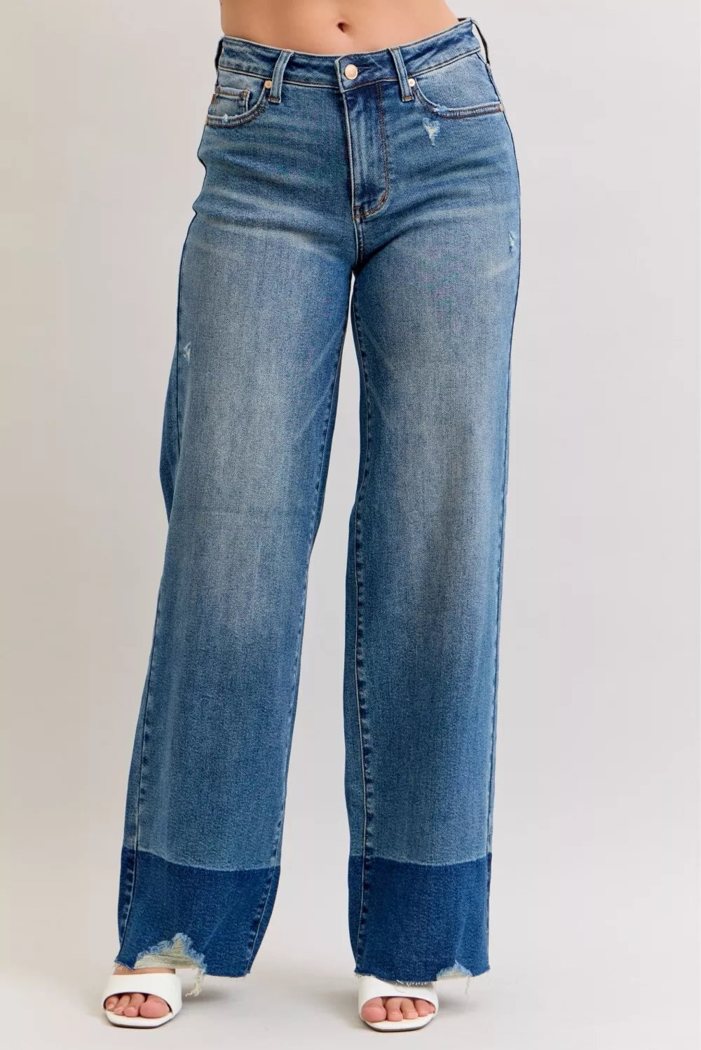 Judy Blue Raw Hem High Waist Straight Leg Jeans