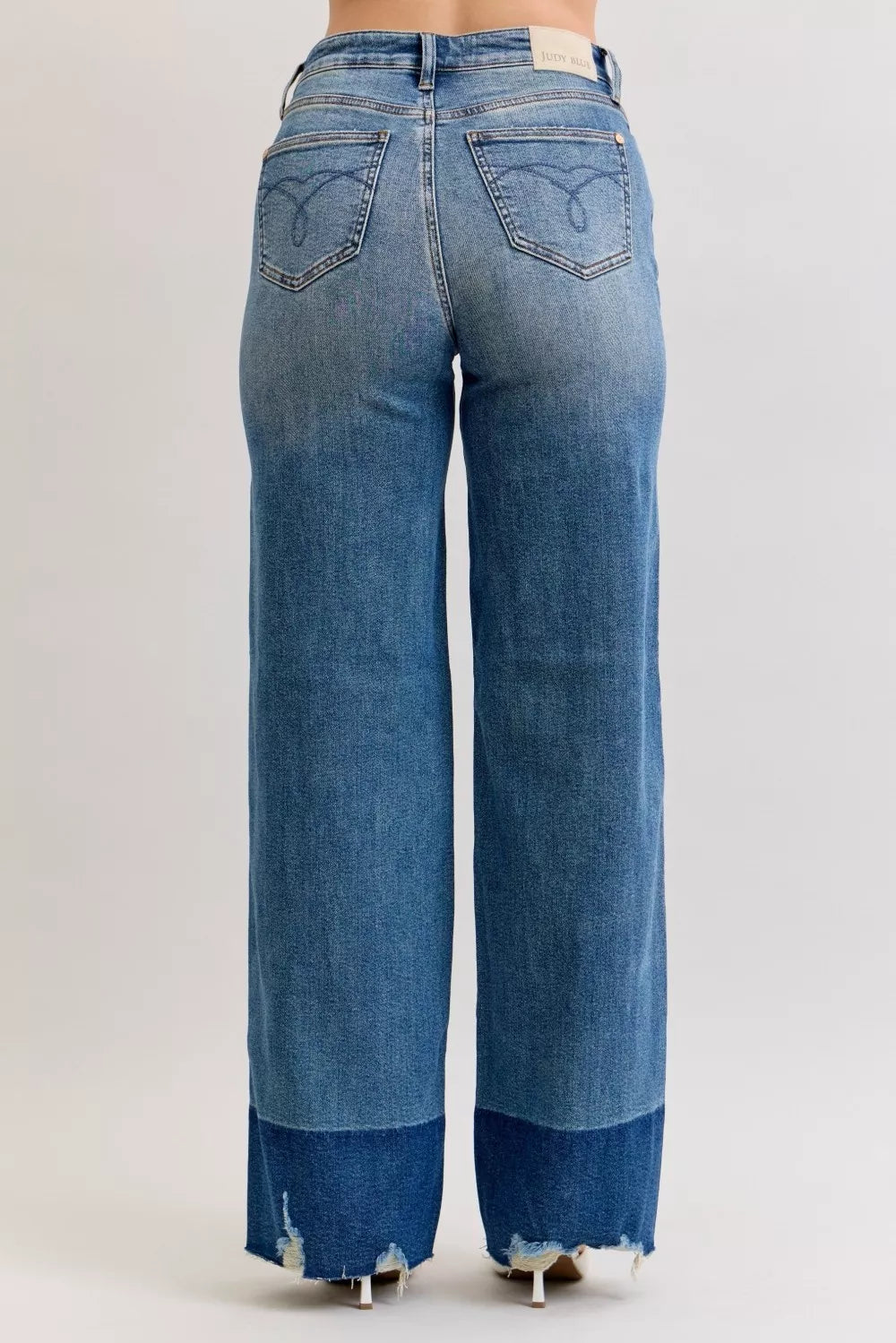 Judy Blue Raw Hem High Waist Straight Leg Jeans