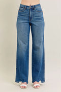 Judy Blue  High Waist Tummy Control Chew Hem Destroy Wide Jeans