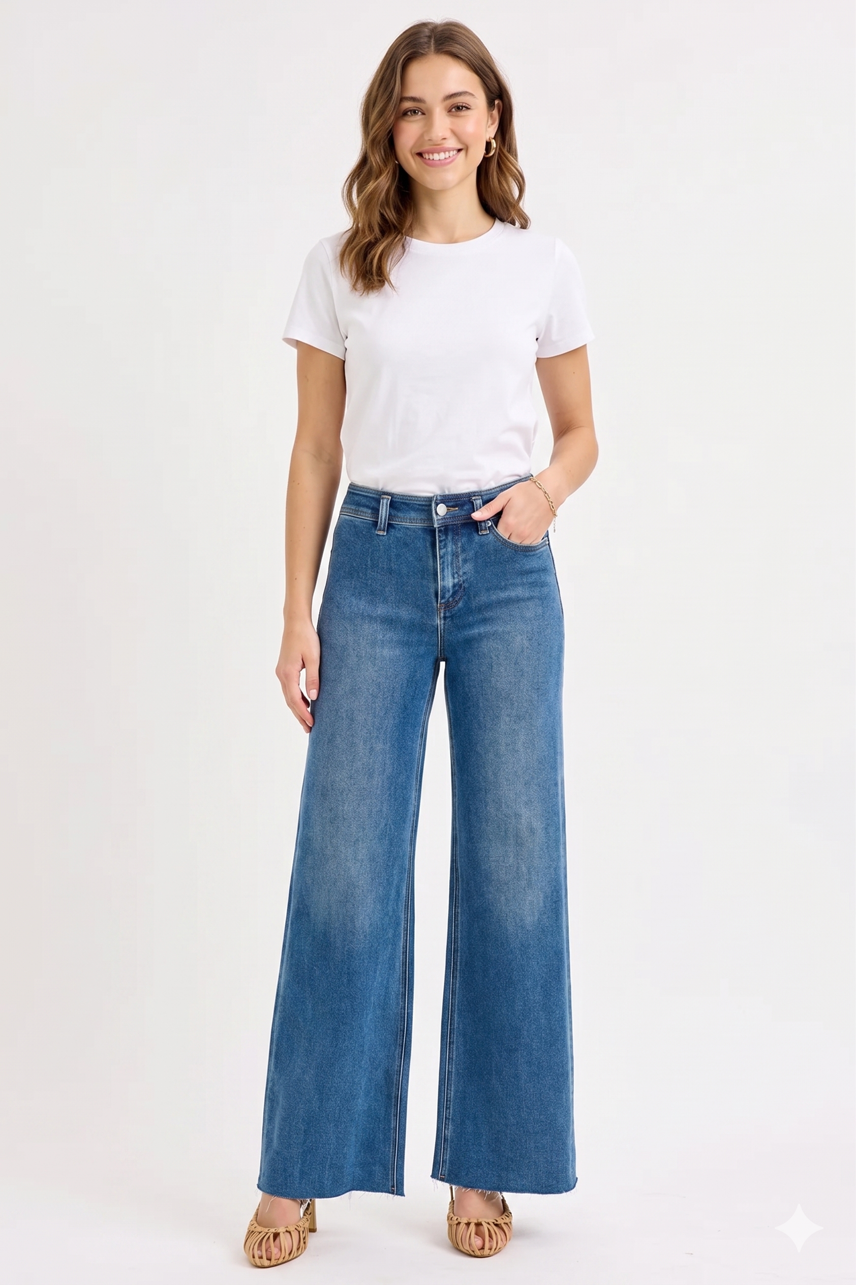 RISEN High-Waisted Wide Leg Jeans