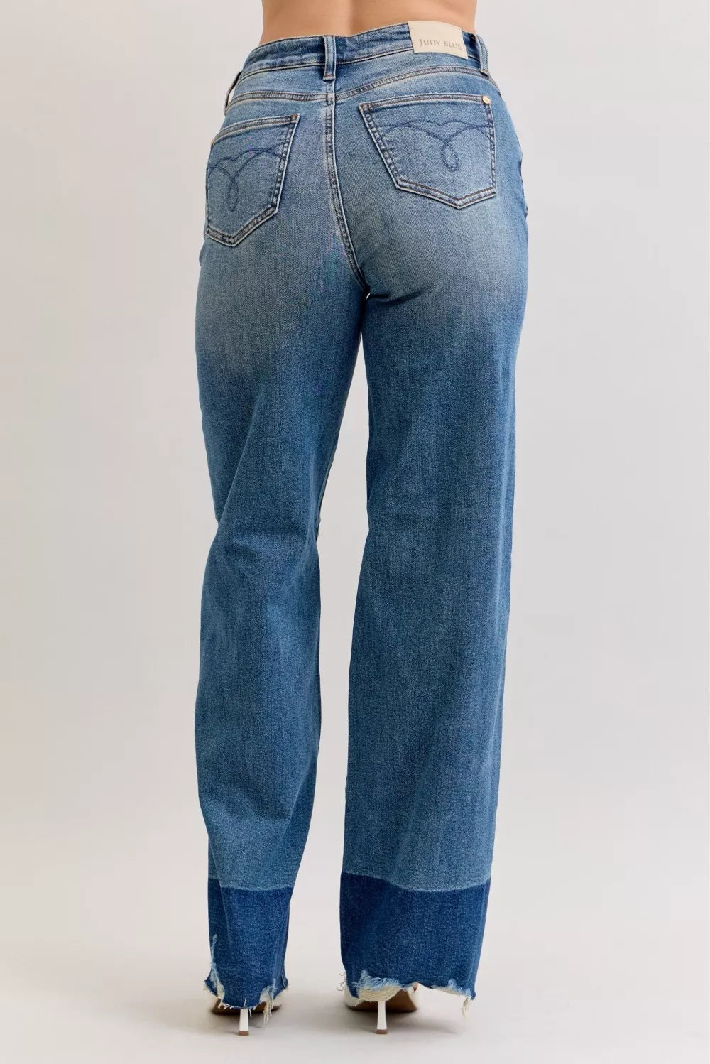 Judy Blue Raw Hem High Waist Straight Leg Jeans
