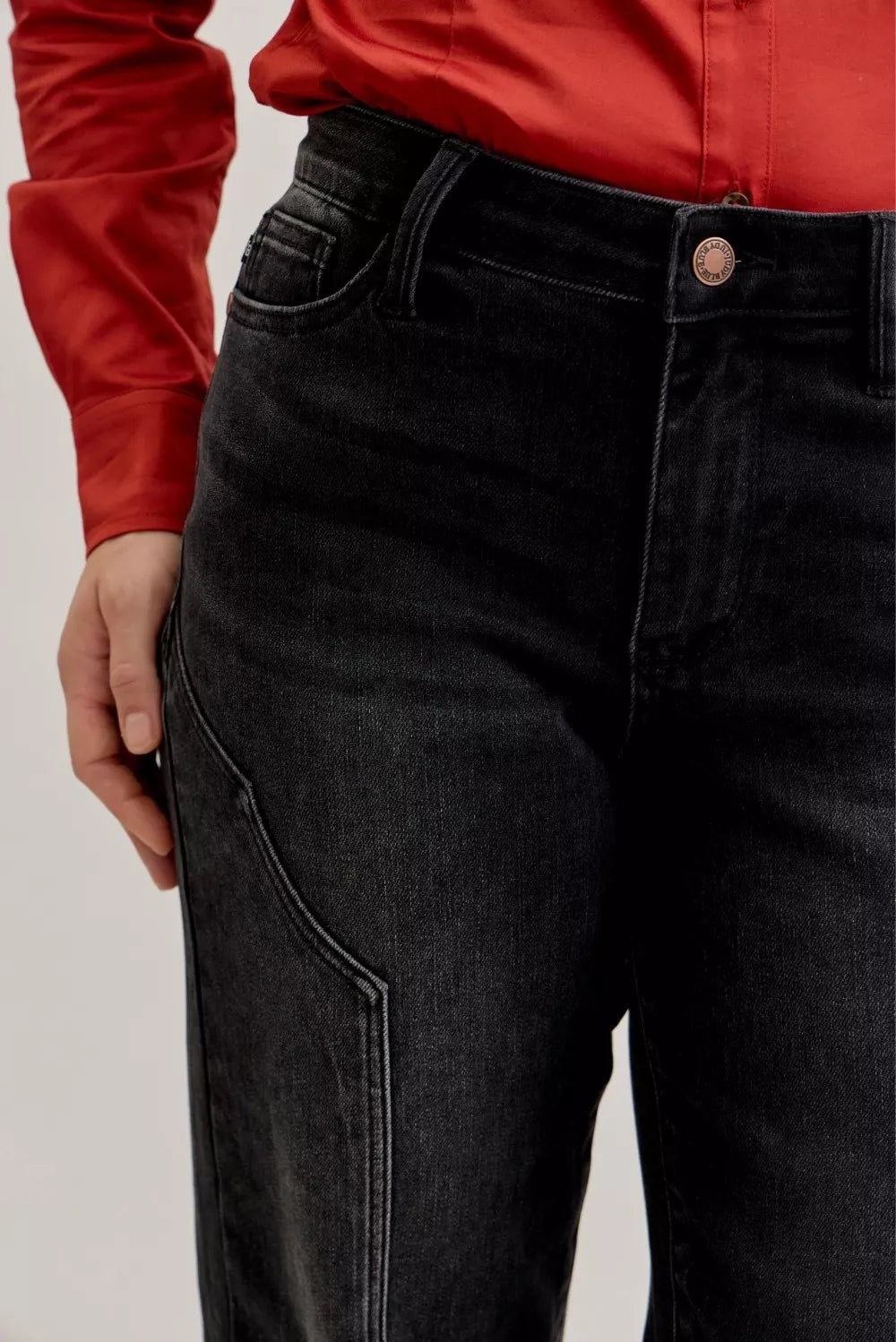 Judy Blue Mid Rise Western Seam Detail Straight Leg Jeans