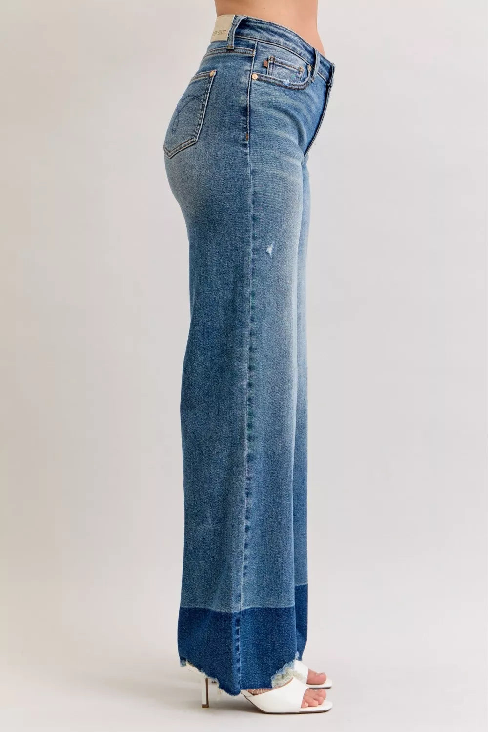 Judy Blue Raw Hem High Waist Straight Leg Jeans